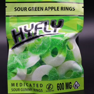 Hyfly Gummies Medicated Sour Green Apple Rings